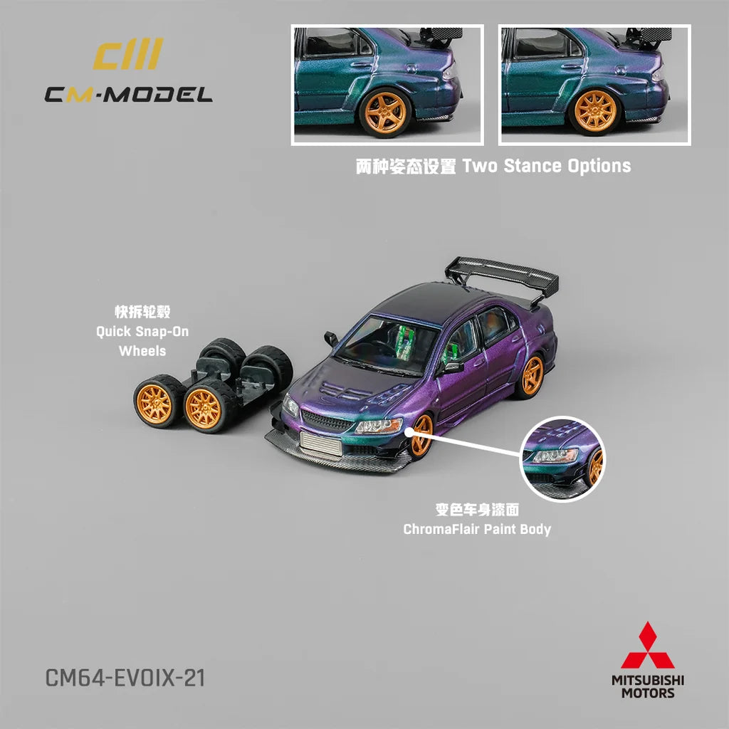 CM-Model 1:64 Mitsubishi Lancer Evolution IX (9) Widebody Purple Chameleon (CM64-EVOIX-21)