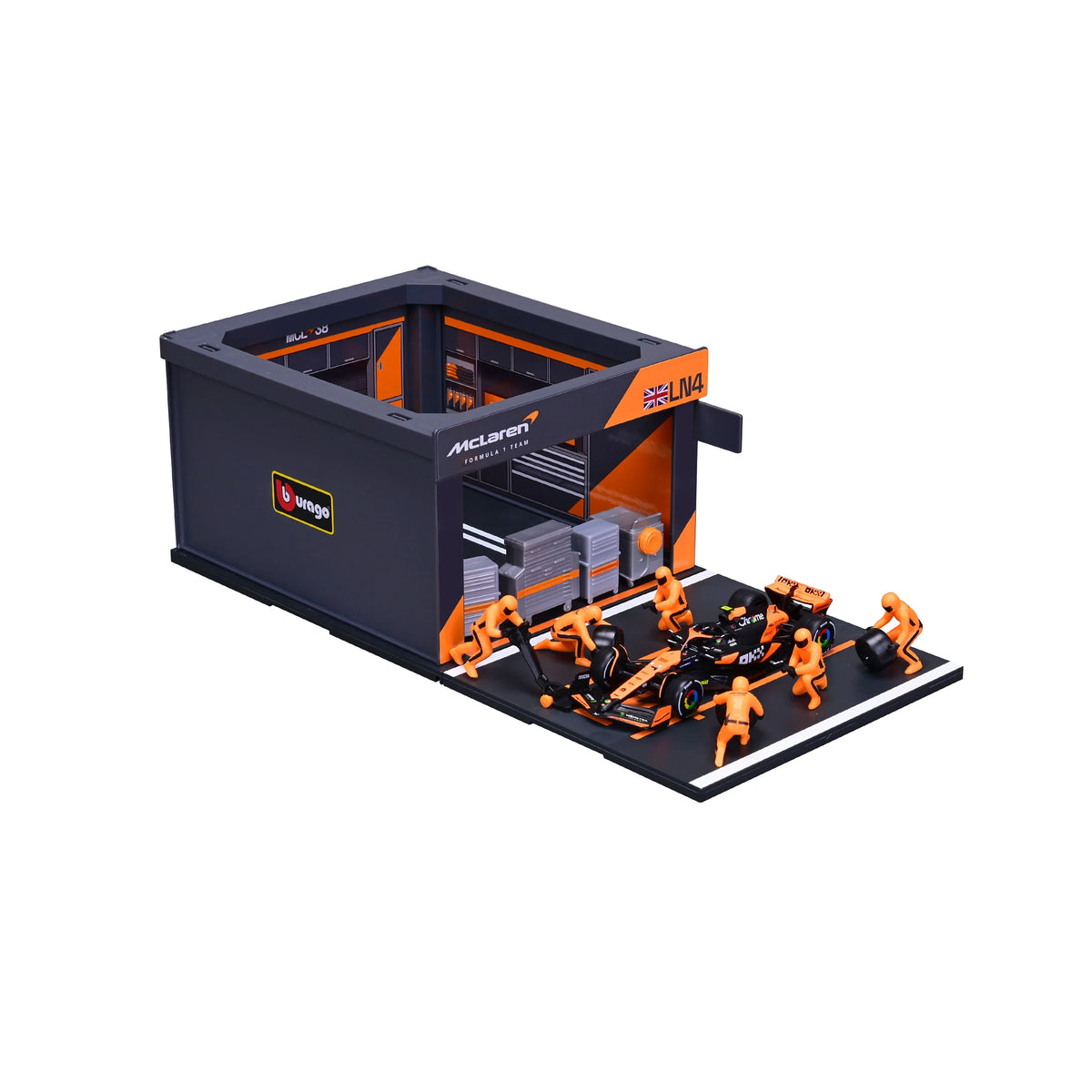 BBURAGO 1/43 McLAREN MCL39 #4 LANDO NORRIS – PIT STOP DIORAMA 2025 (18-38457-4)