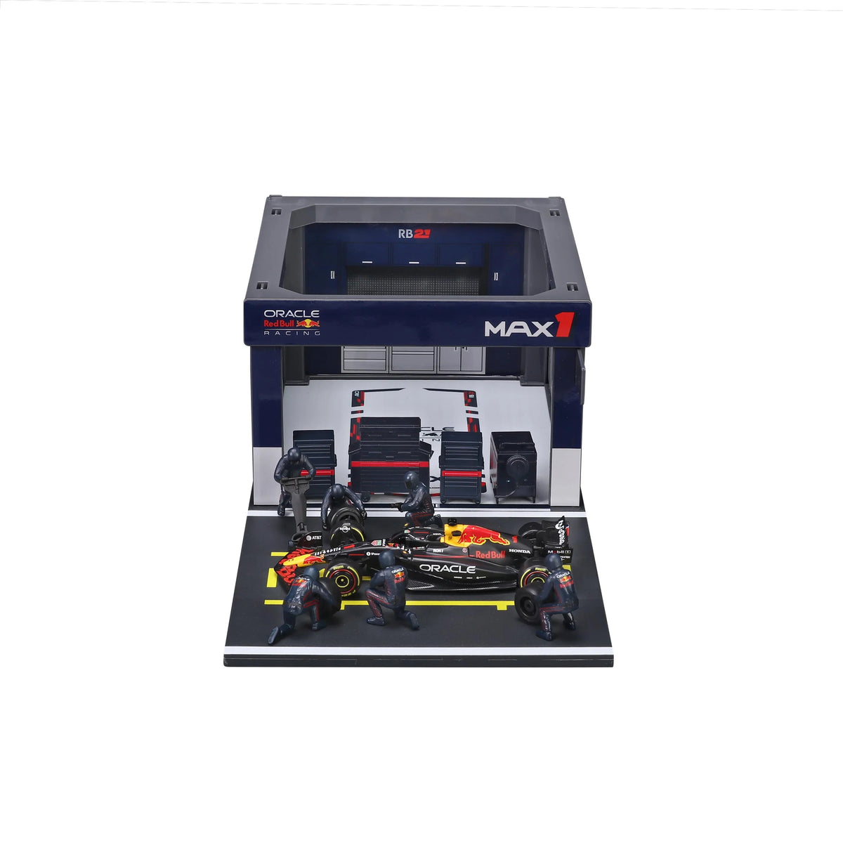 BBURAGO 1/43 RED BULL RB21 #1 MAX VERSTAPPEN – PIT STOP DIORAMA 2025 (18-38459-1)