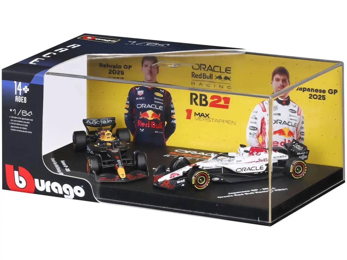 BBURAGO 1/64 RED BULL RACING RB21 #1 MAX VERSTAPPEN – SET 2 AUTOS 2025 (18-58018-V)
