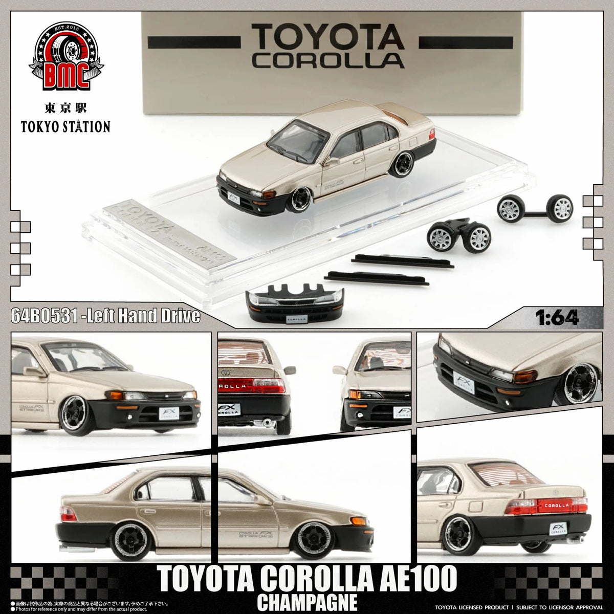 BMC 1/64 Toyota Corolla AE100 Champagne CDX Exclusive (64B0531)