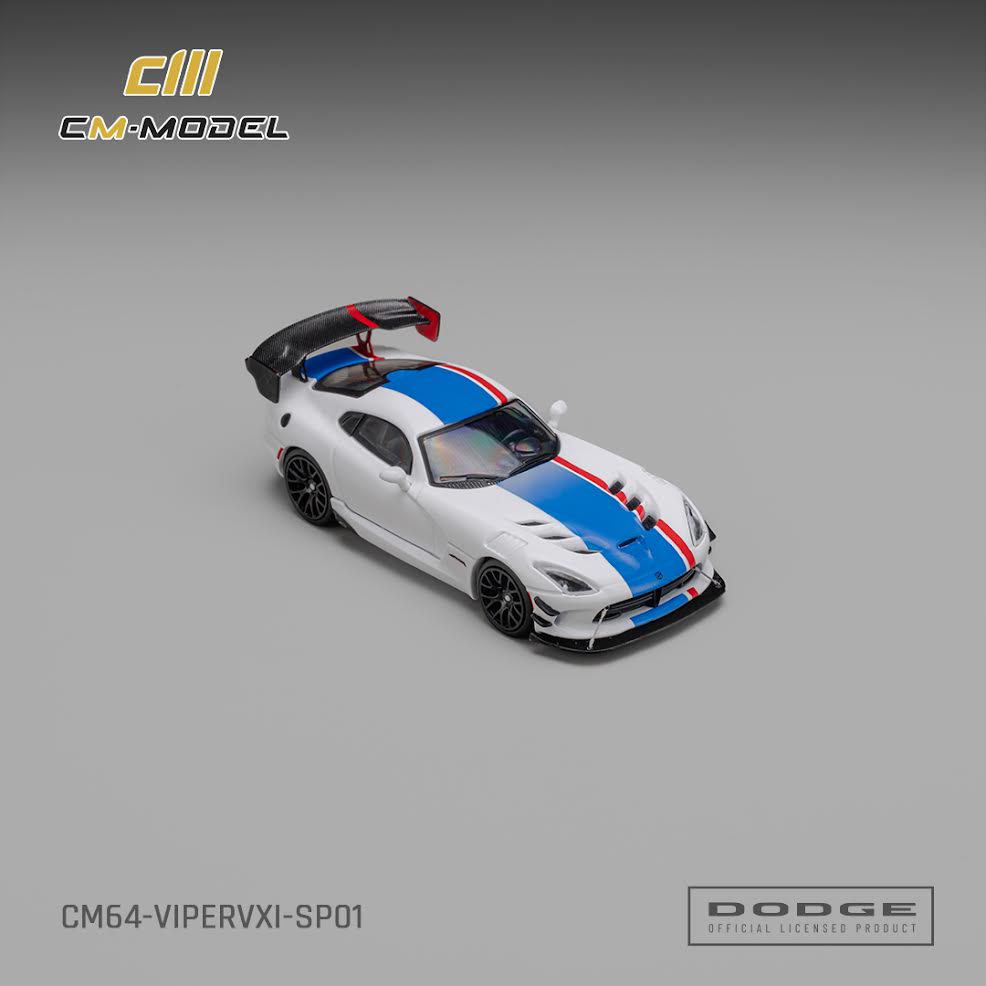 CM MODEL 1:64 Dodge Viper VXI ACR White with blue and red stripes (CM64-ViperVXI-SP01)