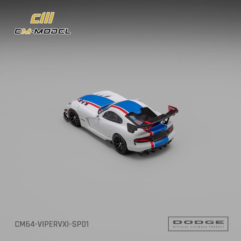 CM MODEL 1:64 Dodge Viper VXI ACR White with blue and red stripes (CM64-ViperVXI-SP01)