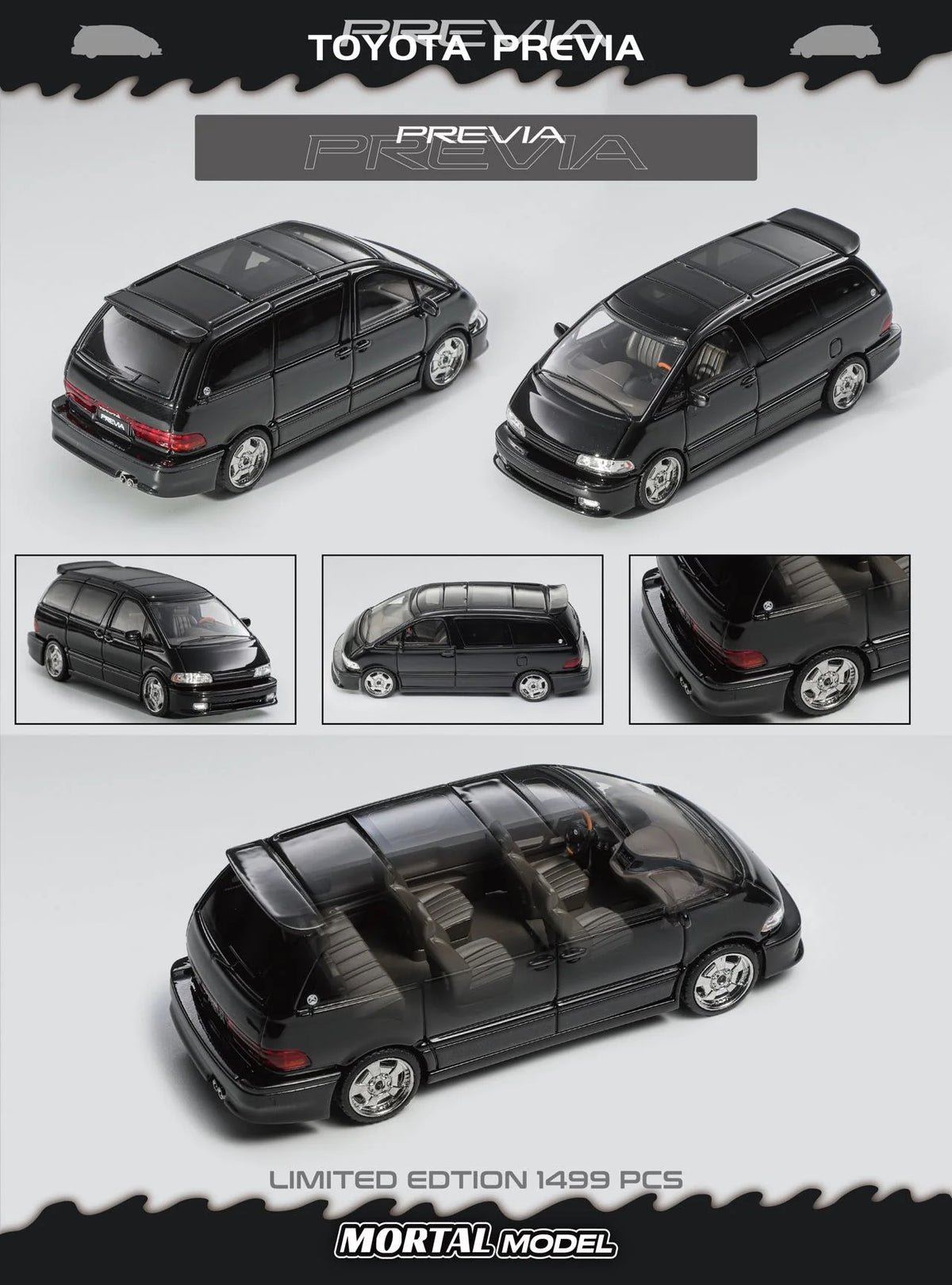 MORTAL64 1:64 Toyota Previa TCR10 Black - Limited 1,499 (MORTAL-PREVIA-BK)