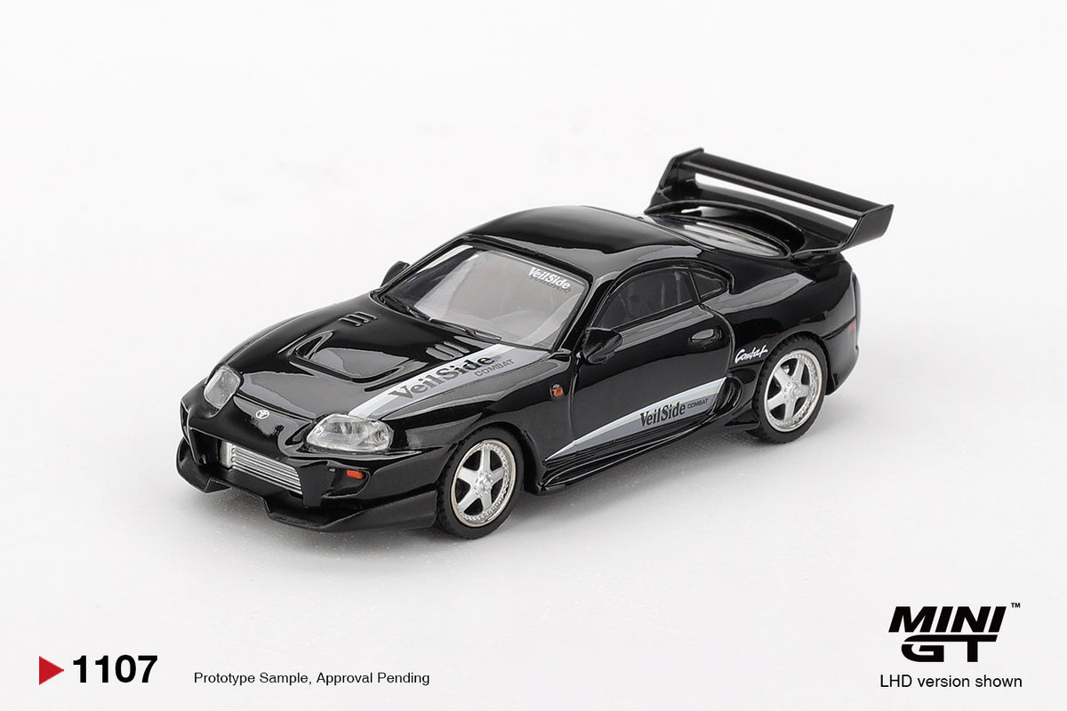 MINI GT 1/64 TOYOTA SUPRA MKIV A80 VEILSIDE COMBAT V-II BLACK LHD (MGT01107-L)