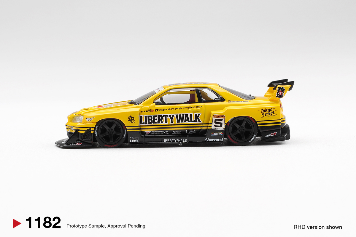 Mini GT 1:64 Nissan LB-ER34 Super Silhouette SKYLINE Sport Yellow (MGT01182-R)