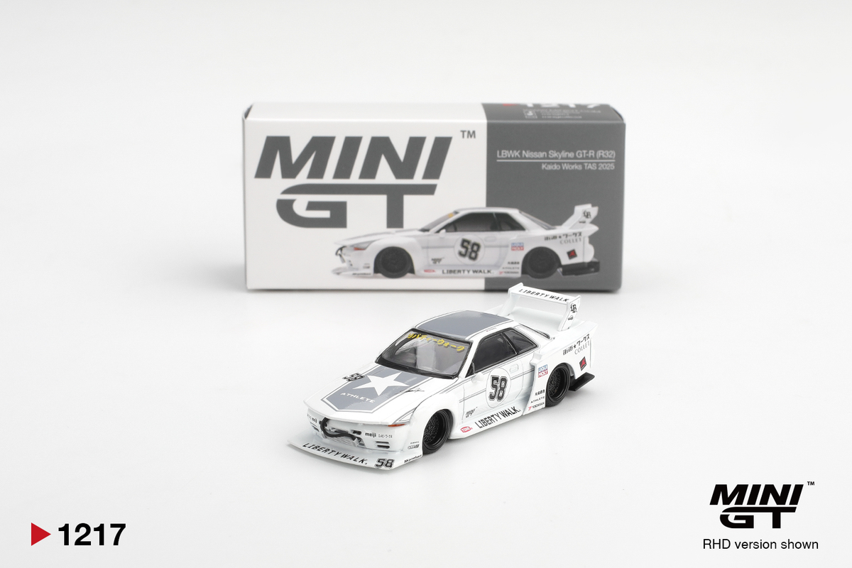 Mini GT 1:64 Nissan Skyline GT-R (R32) Kaido Works TAS 2025 (MGT01217-BL)