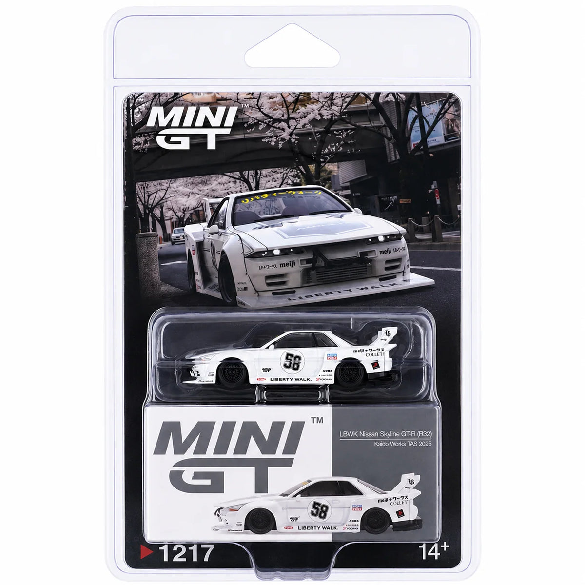 Mini GT 1:64 Nissan Skyline GT-R (R32) Kaido Works TAS 2025 (MGT01217-BL)