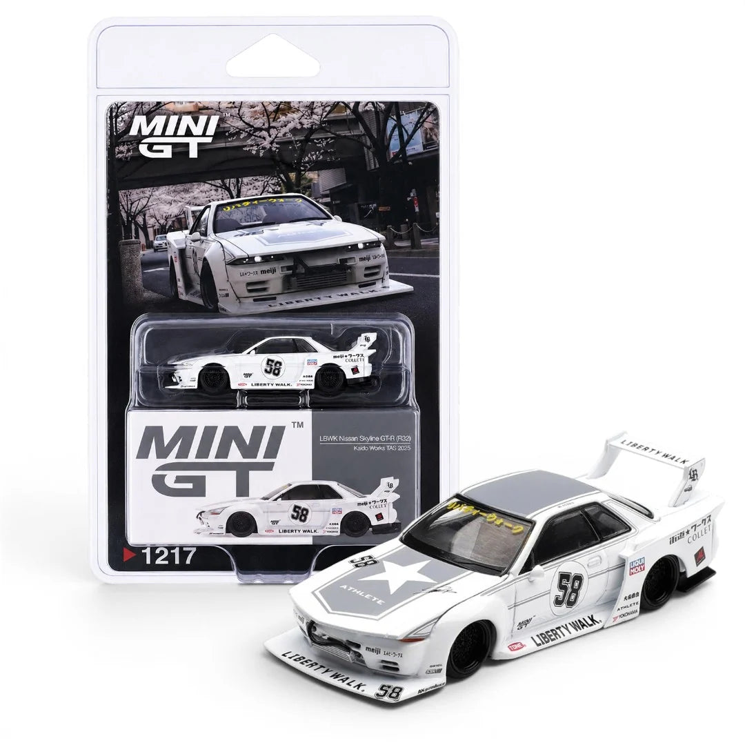 Mini GT 1:64 Nissan Skyline GT-R (R32) Kaido Works TAS 2025 (MGT01217-BL)