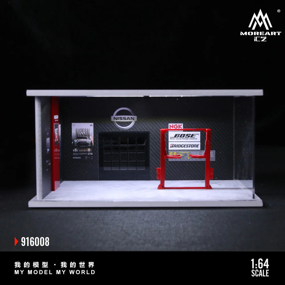 MoreArt 1:64 Assembled Version Lighting Scene Auto Repair Shop G - Nissan