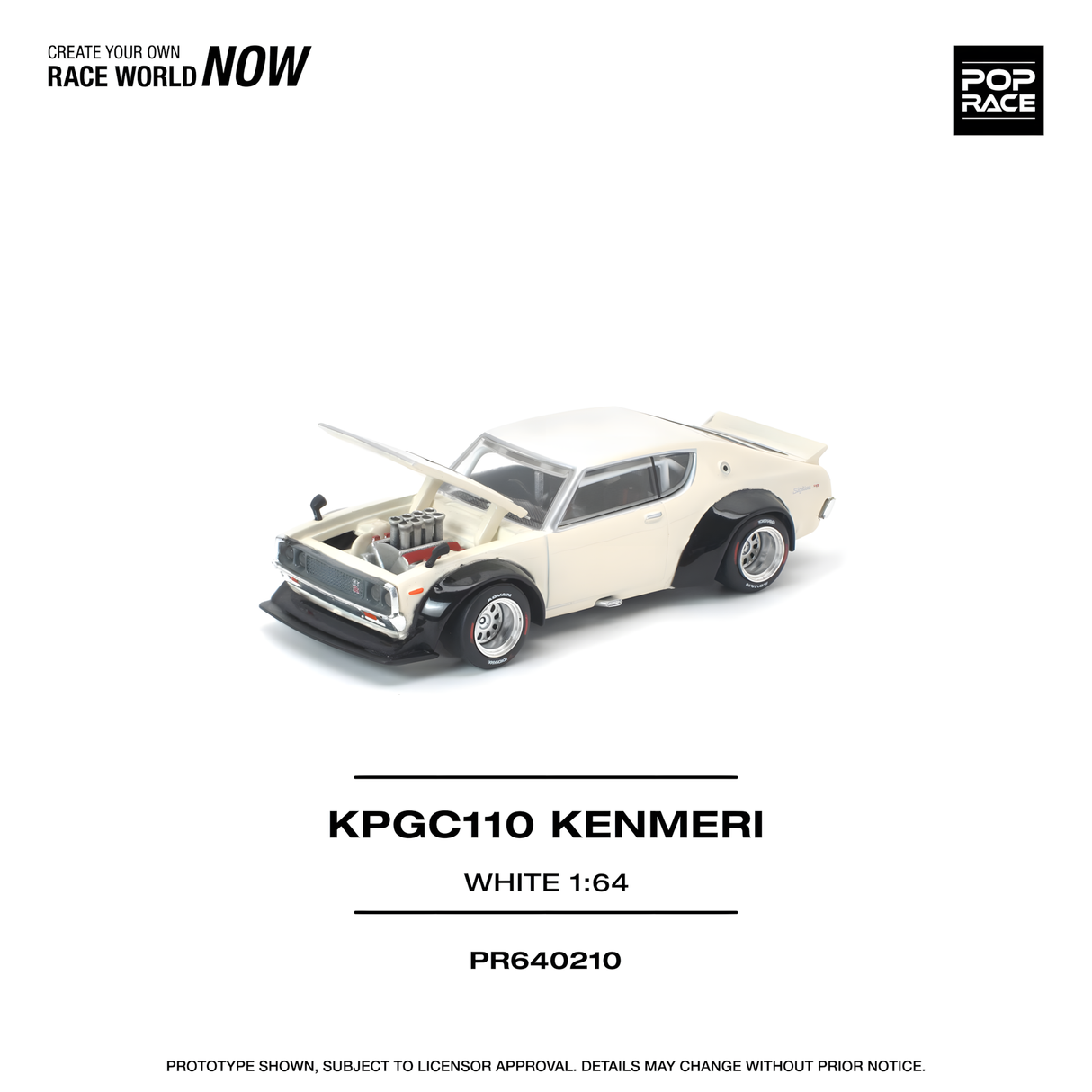 POPRACE 1/64 KPGC110 KENMERI WHITE (PR640210)