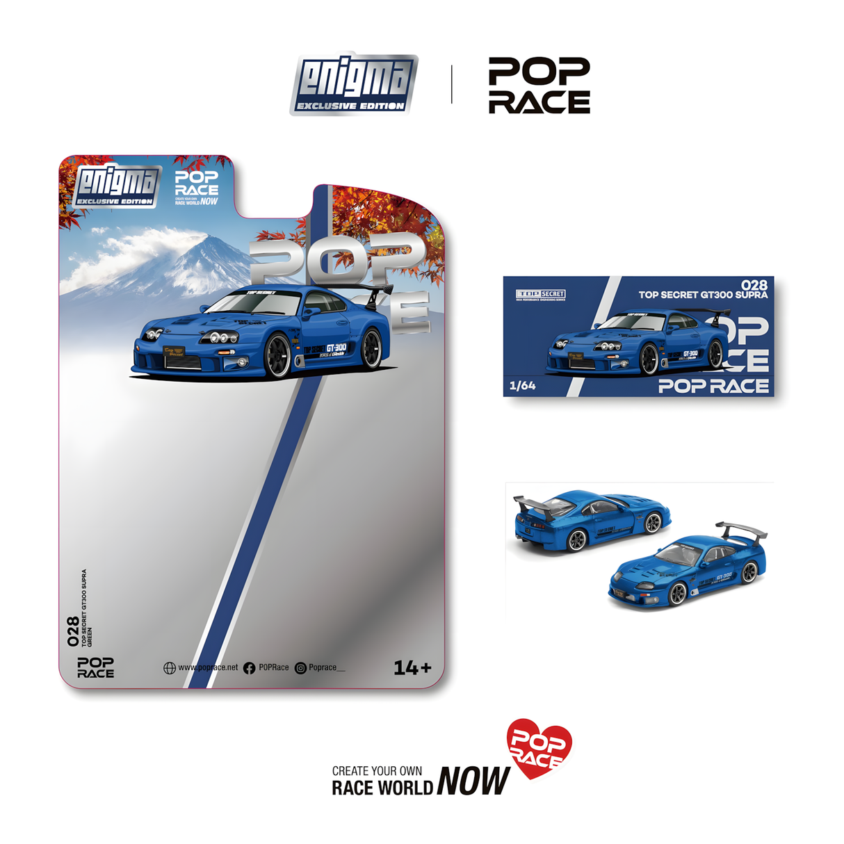 POPRACE 1/64 TOP SECRET SUPRA GT500 (A80) - BLUE (PRE028) enigma exclusive edition