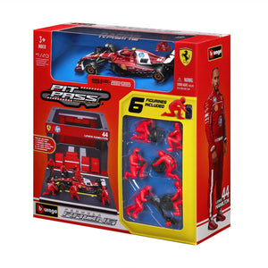 BBURAGO 1/43 FERRARI SF-25 #44 LEWIS HAMILTON – PIT STOP DIORAMA 2025 (18-36865-44)