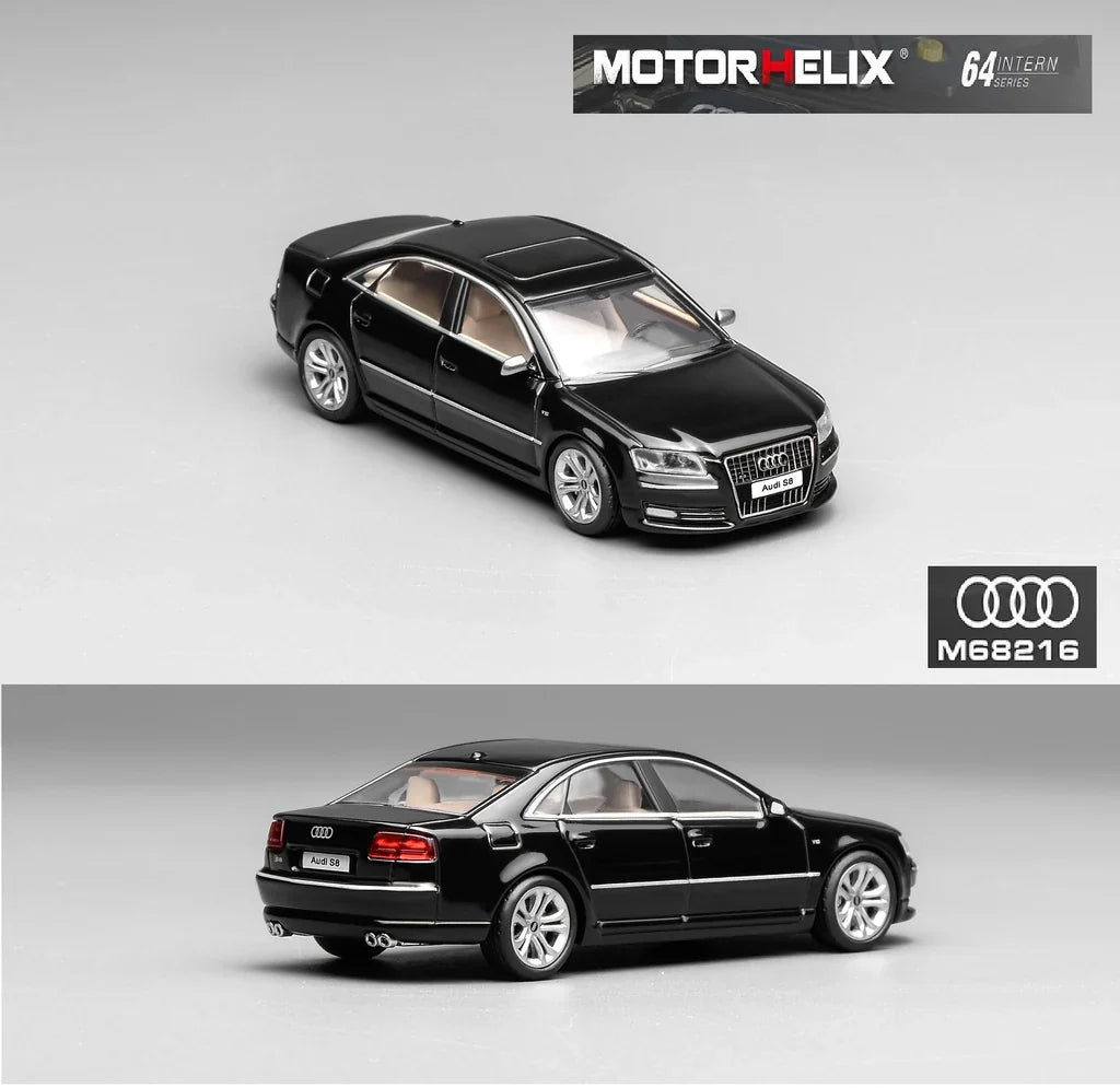 Motorhelix 1/64-Audi S8 2008 Brilliant Black (M68216)