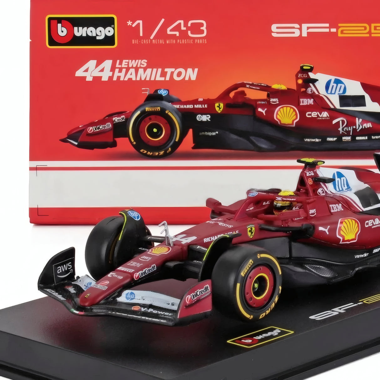 BBURAGO 1/43 FERRARI SF-25 Season Car GP 2025 L. Hamilton (36852-H44)