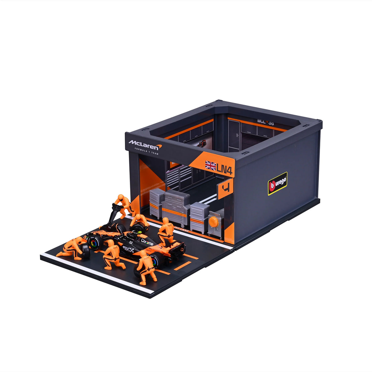 BBURAGO 1/43 McLAREN MCL39 #4 LANDO NORRIS – PIT STOP DIORAMA 2025 (18-38457-4)