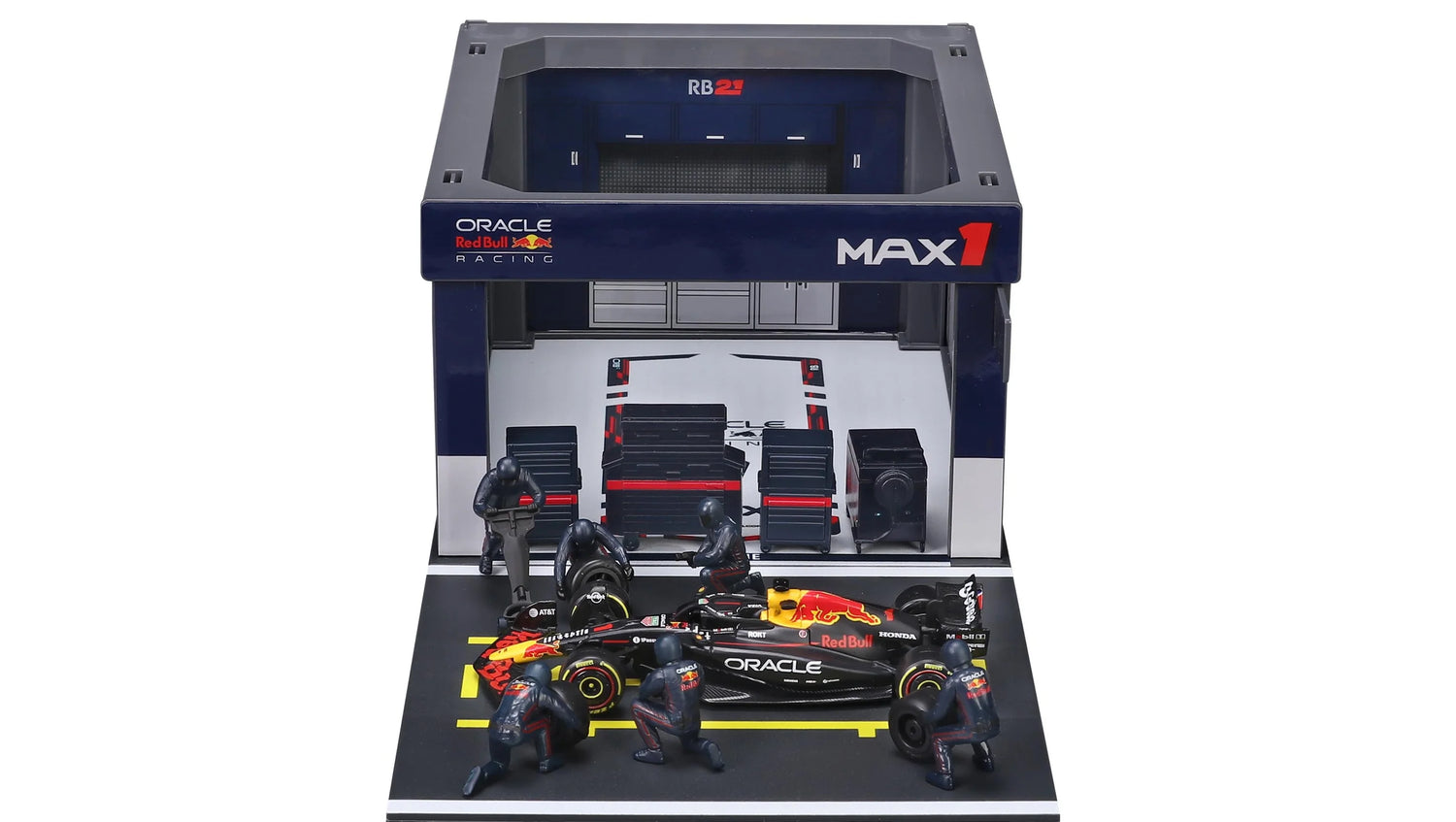 BBURAGO 1/43 RED BULL RB21 #1 MAX VERSTAPPEN – PIT STOP DIORAMA 2025 (18-38459-1)