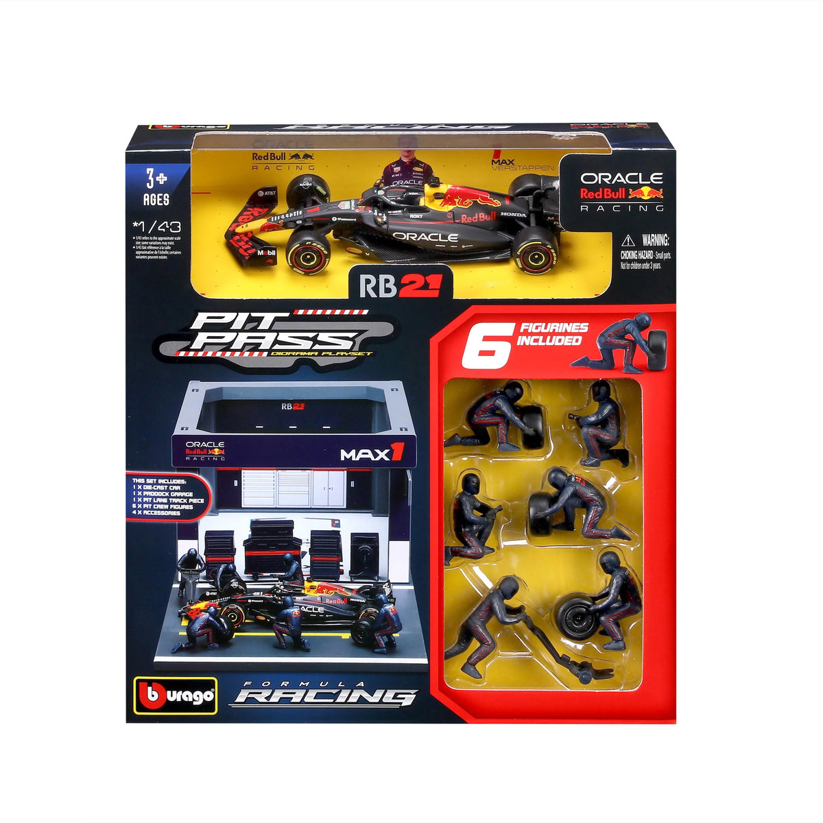 BBURAGO 1/43 RED BULL RB21 #1 MAX VERSTAPPEN – PIT STOP DIORAMA 2025 (18-38459-1)