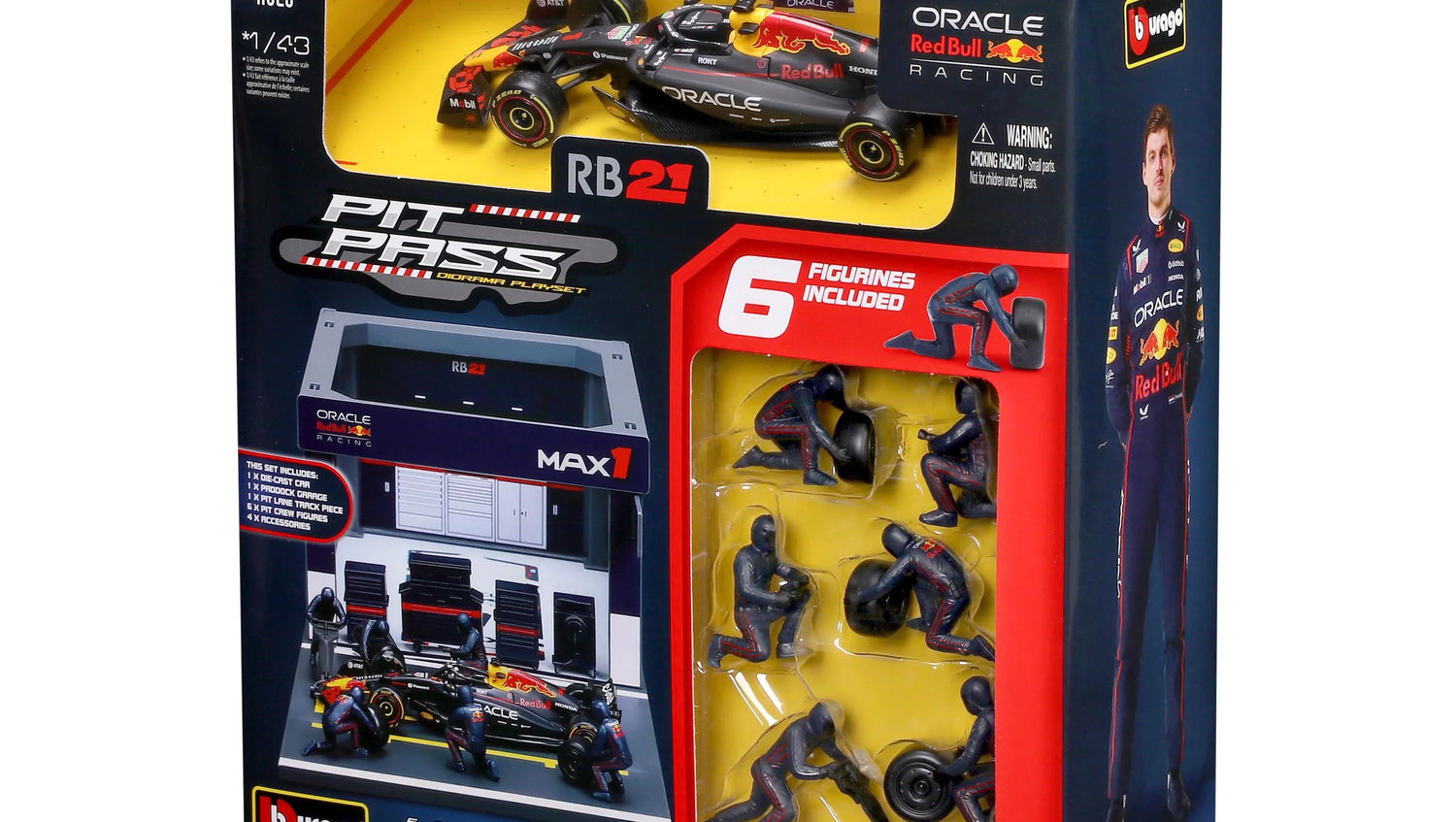 BBURAGO 1/43 RED BULL RB21 #1 MAX VERSTAPPEN – PIT STOP DIORAMA 2025 (18-38459-1)