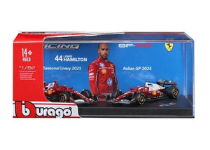 BBURAGO 1/64 FERRARI SF-25 #44 LEWIS HAMILTON – SET 2 AUTOS 2025 (18-56807-44)