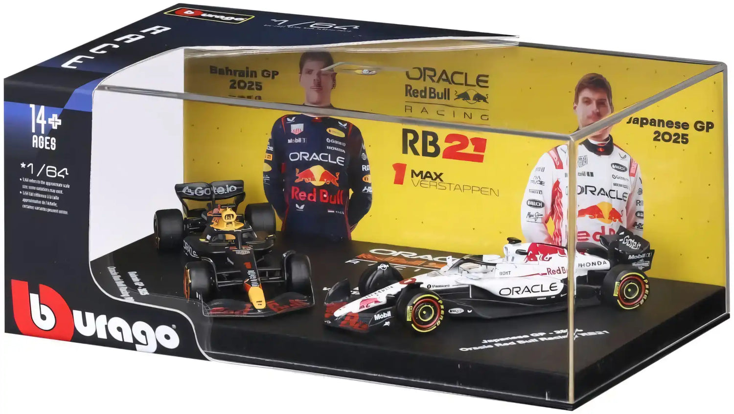 BBURAGO 1/64 RED BULL RACING RB21 #1 MAX VERSTAPPEN – SET 2 AUTOS 2025 (18-58018-V)