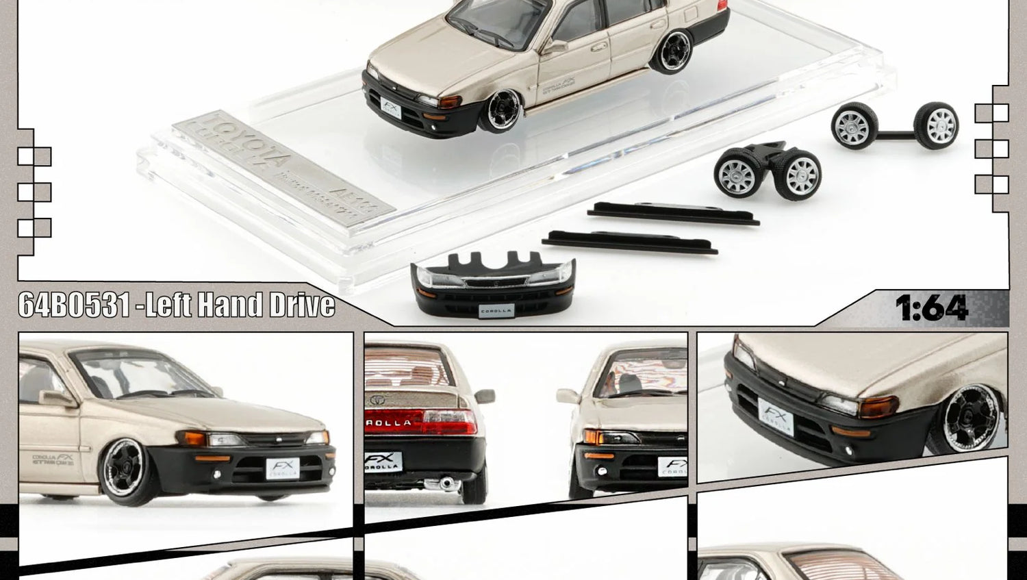 BMC 1/64 Toyota Corolla AE100 Champagne CDX Exclusive (64B0531)