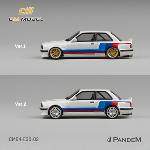 CM MODEL 1/64 Pandem M3 E30 Alpine White with M Tri-Stripes (CM64-E30-02)