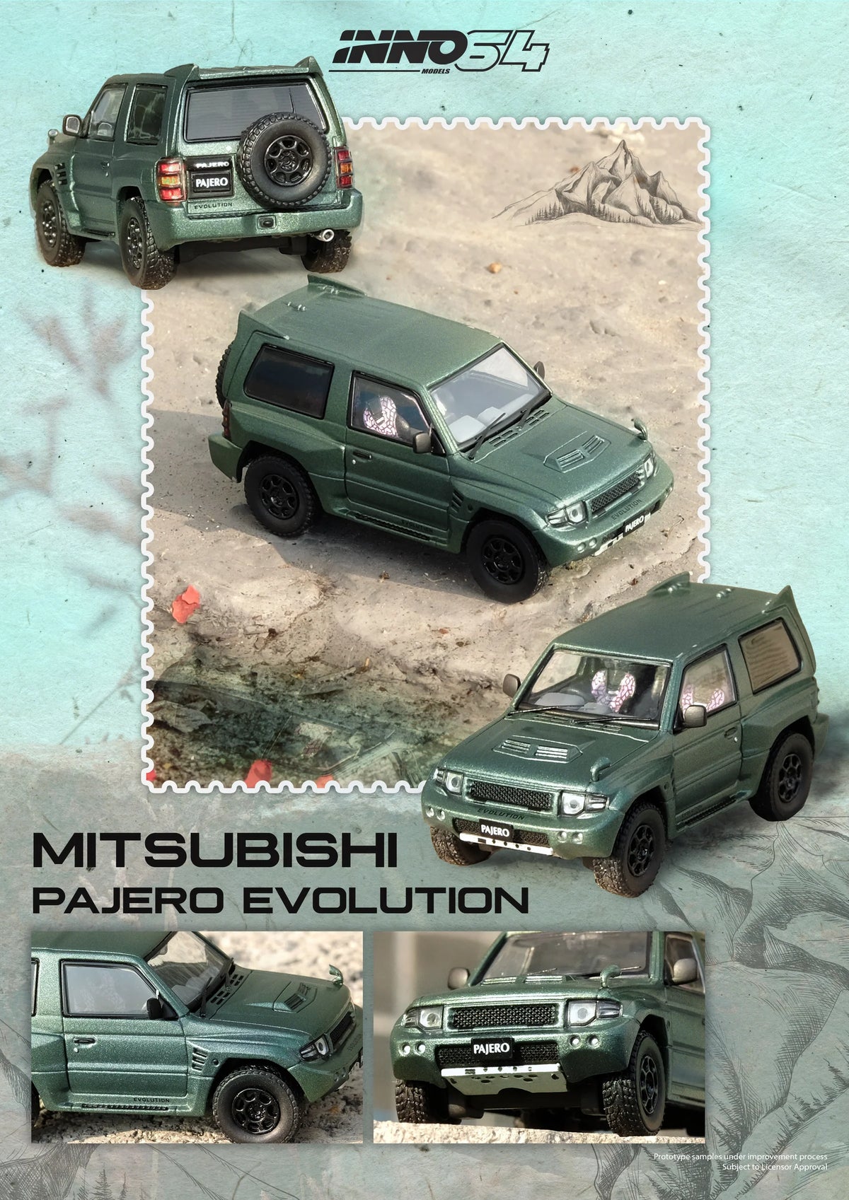INNO64 1/64 MITSUBISHI PAJERO EVOLUTION Satin Green (IN64-EVOP-SGRE)