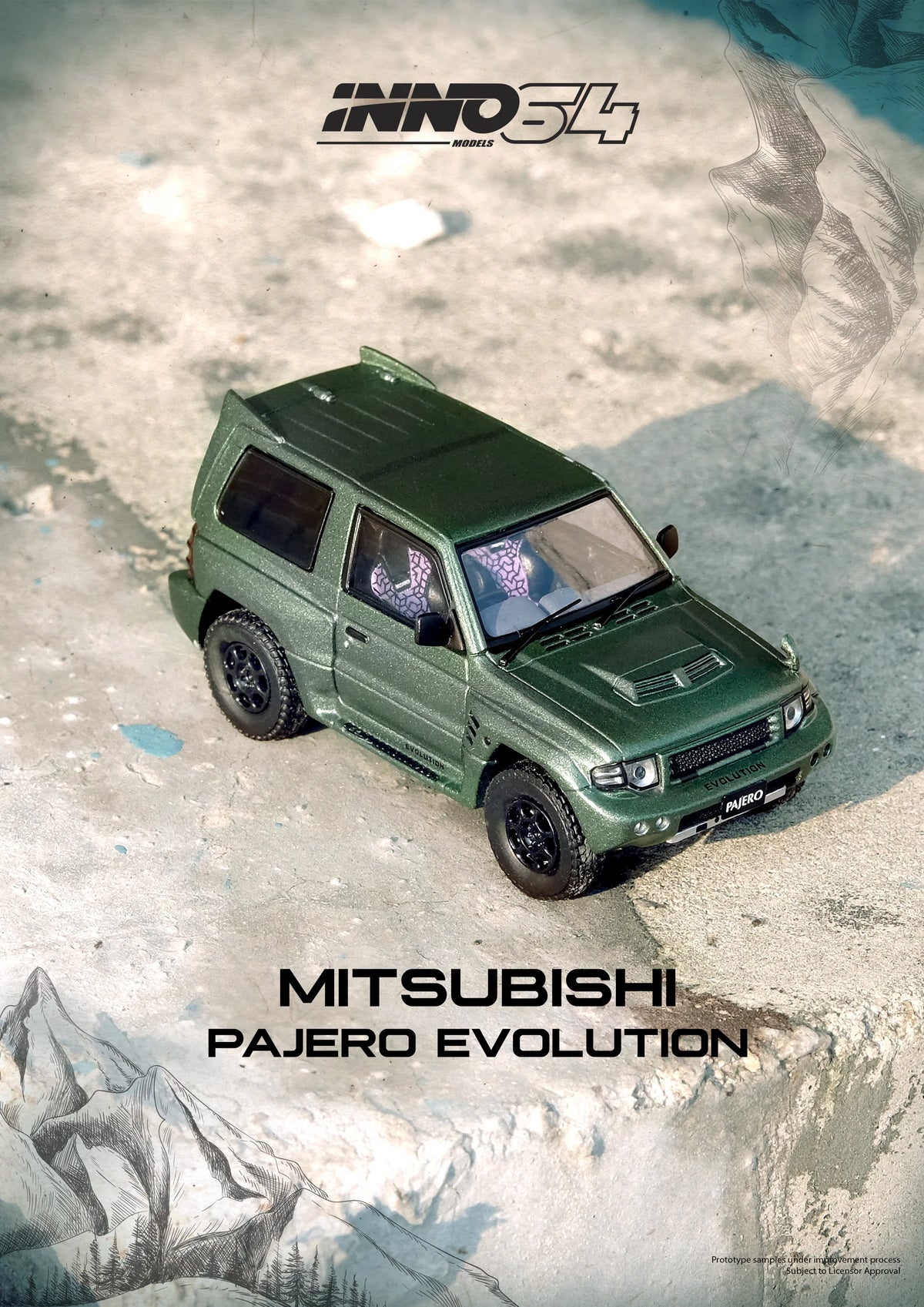 INNO64 1/64 MITSUBISHI PAJERO EVOLUTION Satin Green (IN64-EVOP-SGRE)