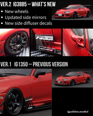 Ignition Model 1:18 Toyota Supra RZ (JZA80) ORIDO-STREET Ver. Red (IG3885)