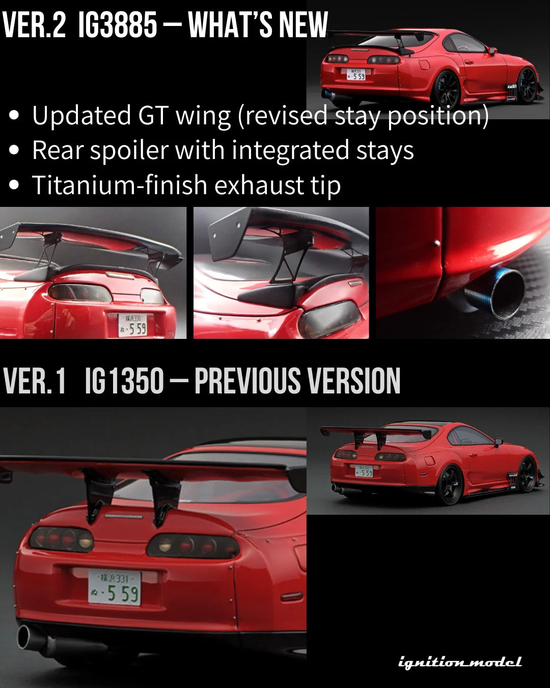 Ignition Model 1:18 Toyota Supra RZ (JZA80) ORIDO-STREET Ver. Red (IG3885)