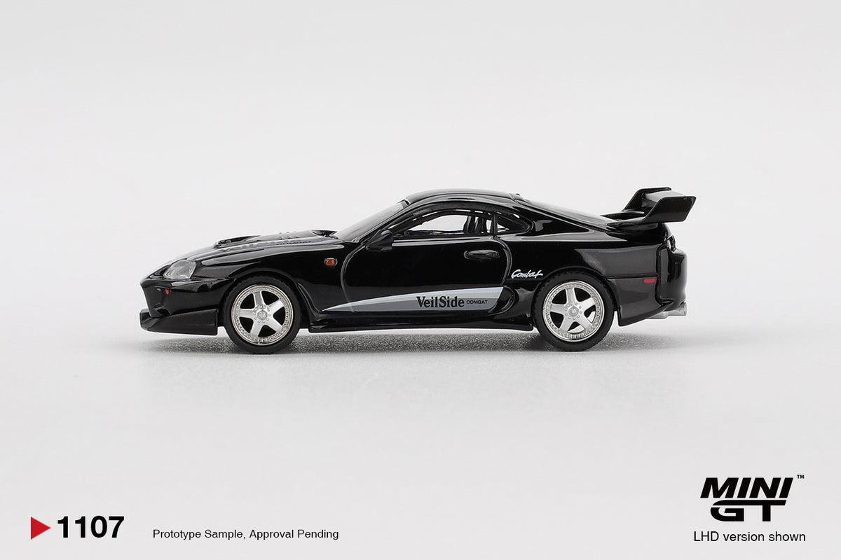 MINI GT 1/64 TOYOTA SUPRA MKIV A80 VEILSIDE COMBAT V-II BLACK LHD (MGT01107-L)