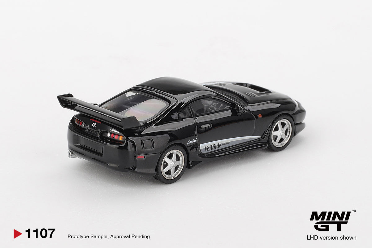 MINI GT 1/64 TOYOTA SUPRA MKIV A80 VEILSIDE COMBAT V-II BLACK LHD (MGT01107-L)