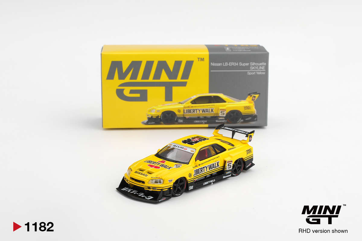 Mini GT 1:64 Nissan LB-ER34 Super Silhouette SKYLINE Sport Yellow (MGT01182-R)
