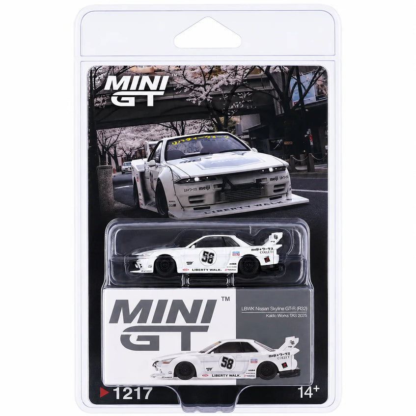 Mini GT 1:64 Nissan Skyline GT-R (R32) Kaido Works TAS 2025 (MGT01217-BL)