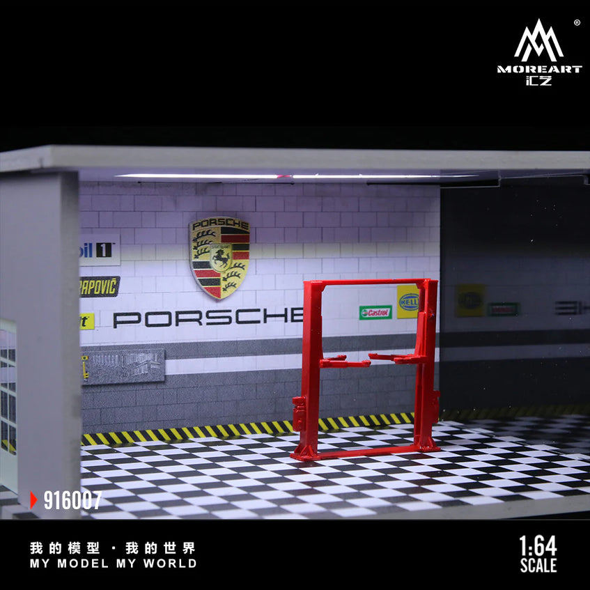 MoreArt 1:64 Assembled Version Lighting Scene Auto Repair Shop F - Porsche