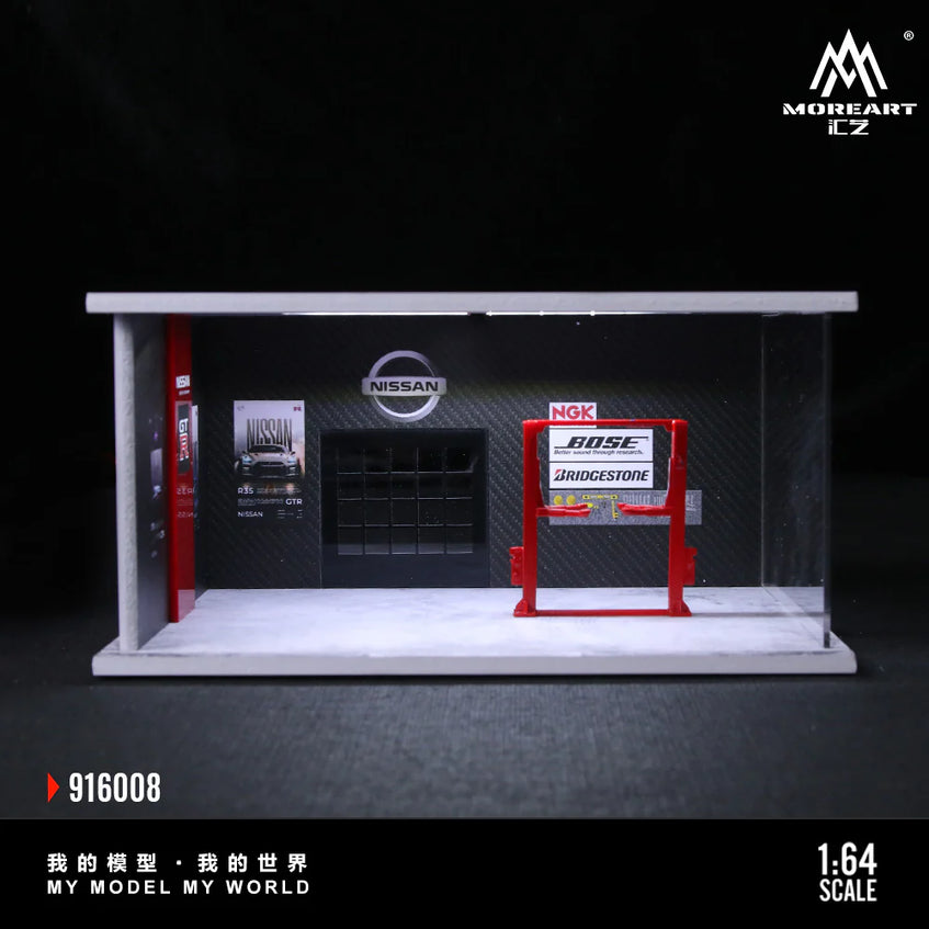 MoreArt 1:64 Assembled Version Lighting Scene Auto Repair Shop G - Nissan