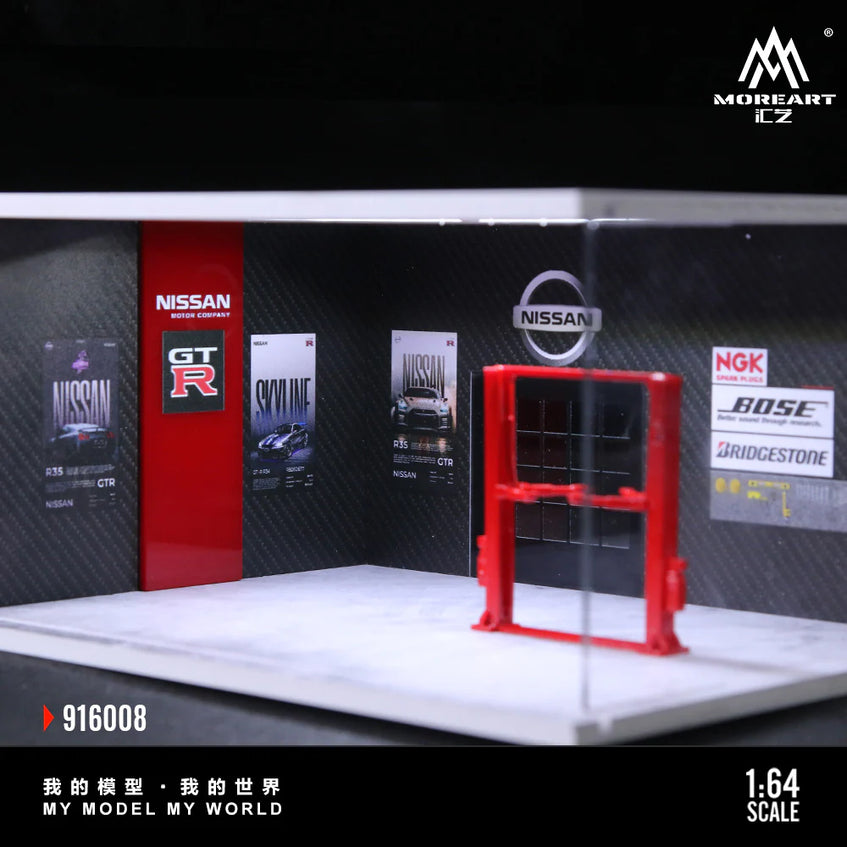 MoreArt 1:64 Assembled Version Lighting Scene Auto Repair Shop G - Nissan