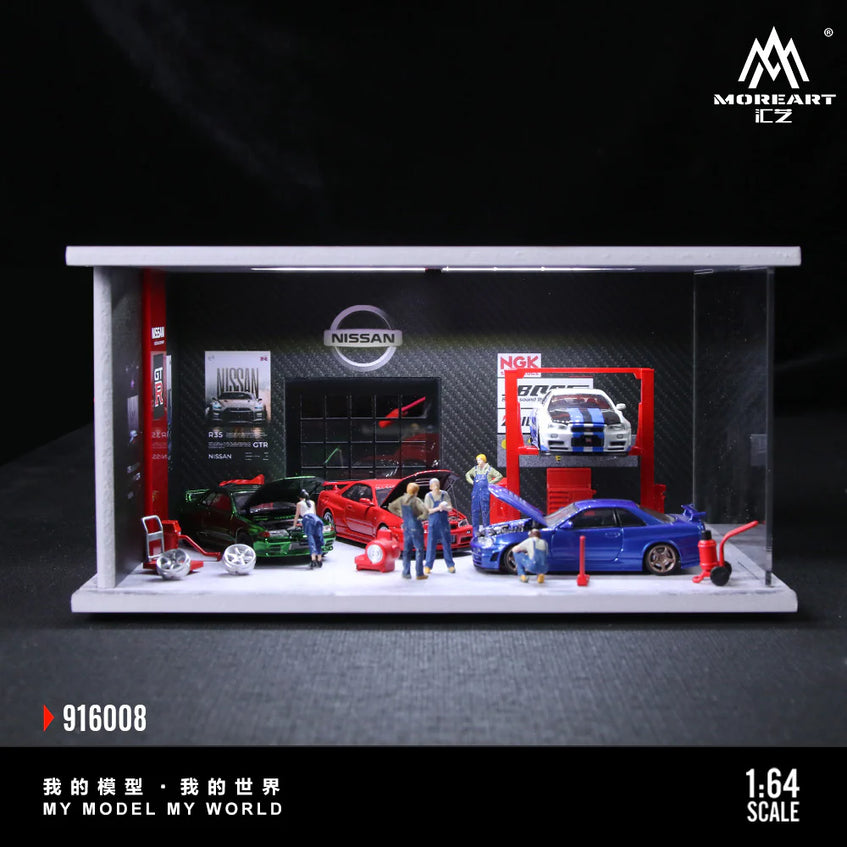 MoreArt 1:64 Assembled Version Lighting Scene Auto Repair Shop G - Nissan