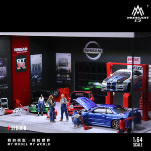 MoreArt 1:64 Assembled Version Lighting Scene Auto Repair Shop G - Nissan