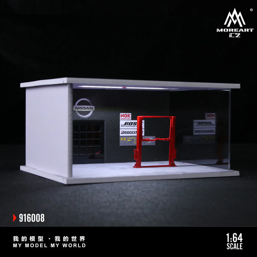MoreArt 1:64 Assembled Version Lighting Scene Auto Repair Shop G - Nissan