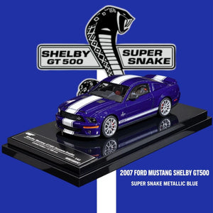 Motorhelix 1/64 2007 FORD MUSTANG SHELBY GT500 SUPER SNAKE METALLIC BLUE CDX Exclusive (GL-1251006E)