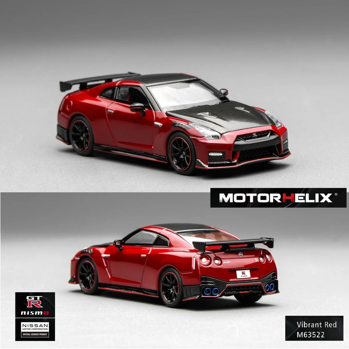 Motorhelix 1/64 Nissan GT-R NISMO (R35) Special Edition 2022 NISMO Vibrant Red (M63522)