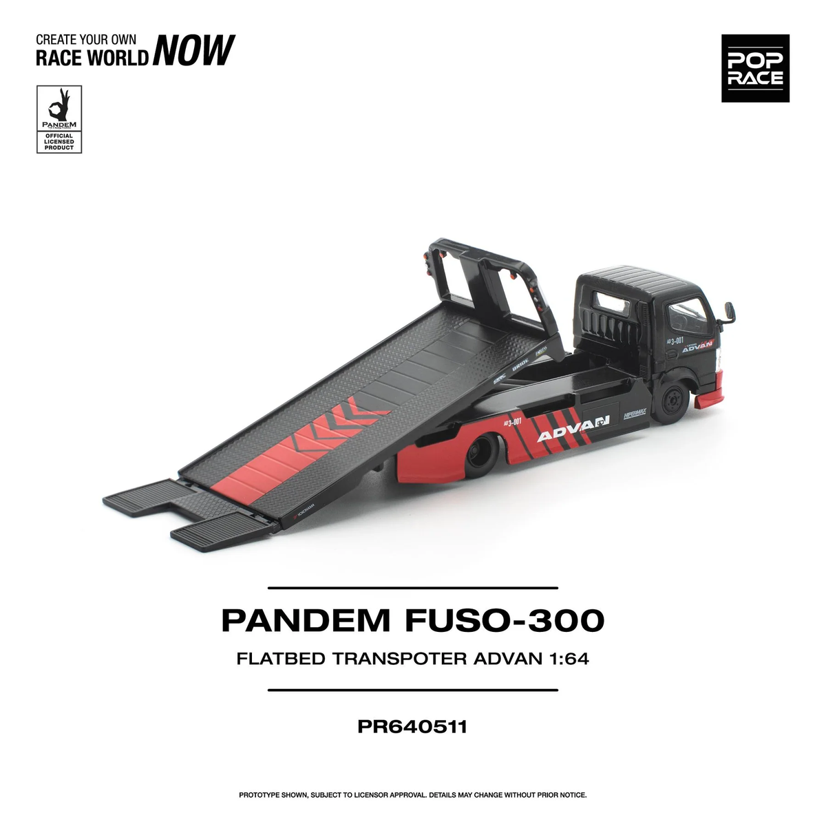 POPRACE 1:64 Mitsubishi PANDEM Fuso 300 Flatbed Transporter ADVAN (PR640511)