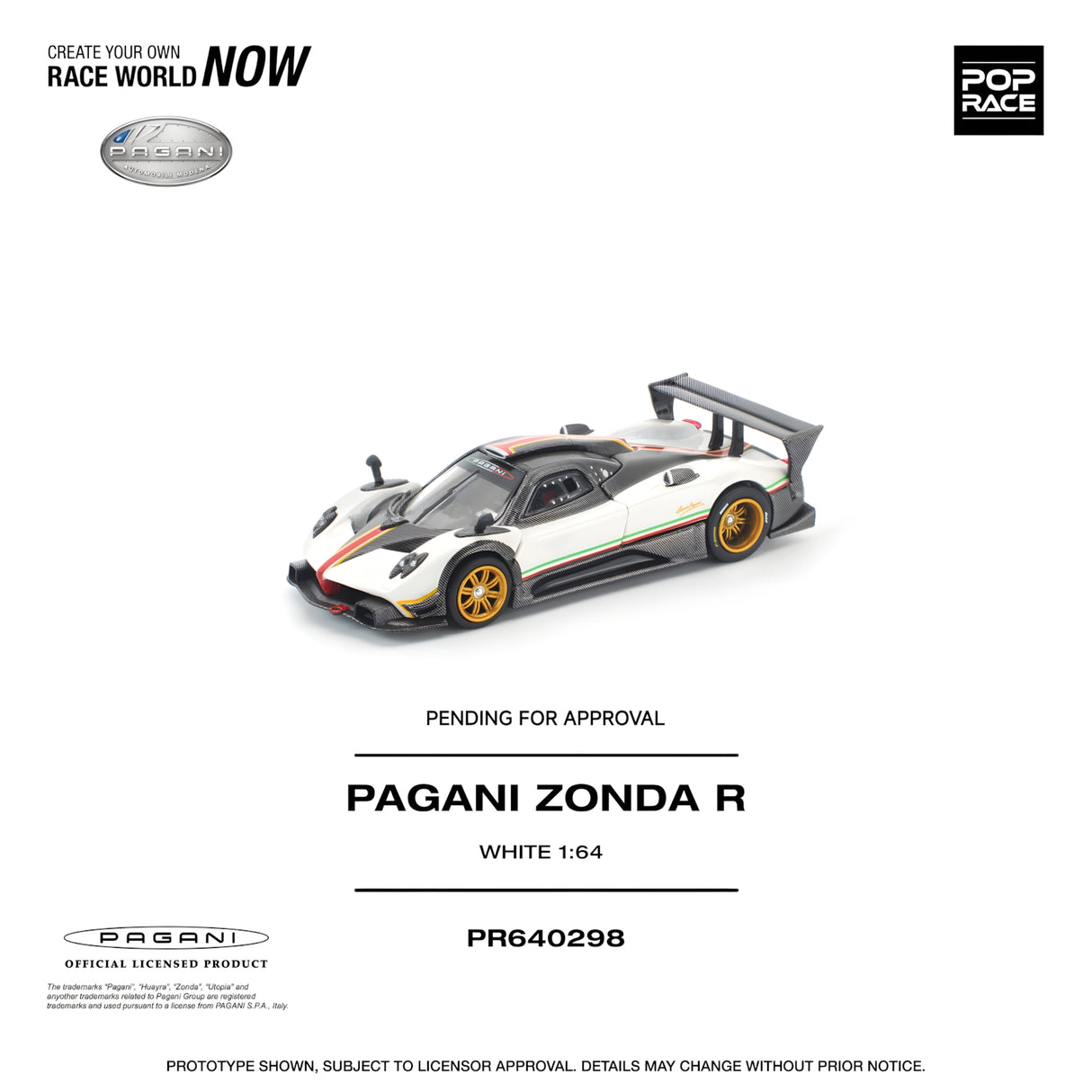 POPRACE 1/64 PAGANI ZONDA R WHITE (PR640298)