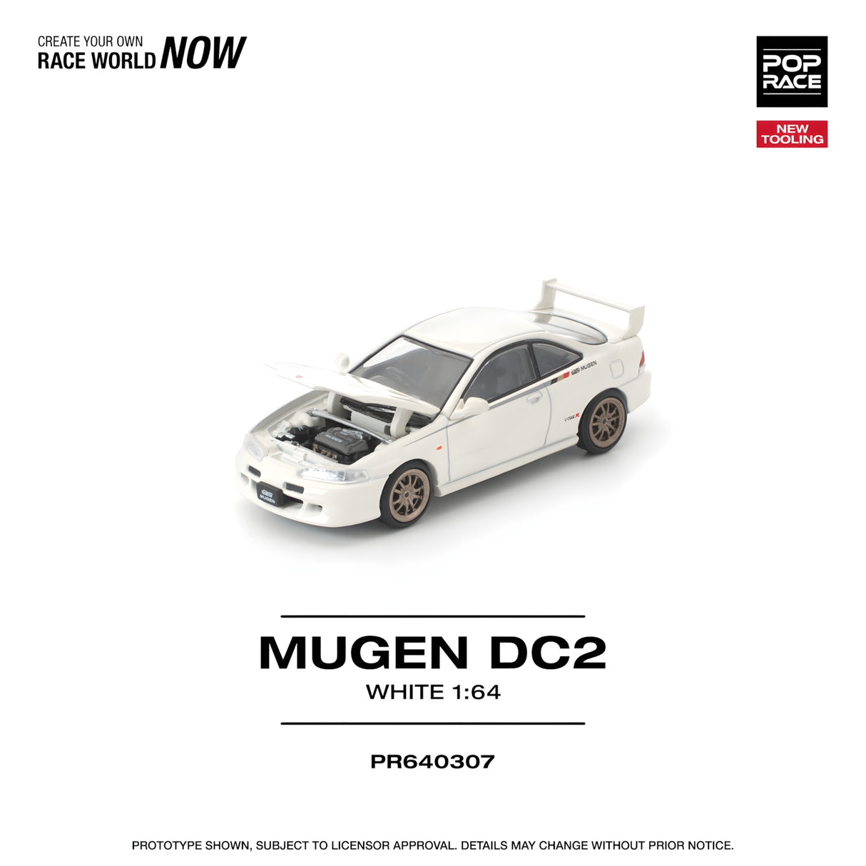 POPRACE 1/64 MUGEN DC2 WHITE NEW TOOLING (PR640307)