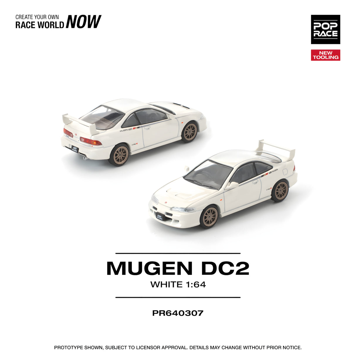 POPRACE 1/64 MUGEN DC2 WHITE NEW TOOLING (PR640307)
