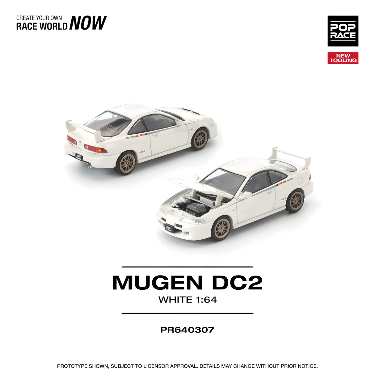 POPRACE 1/64 MUGEN DC2 WHITE NEW TOOLING (PR640307)