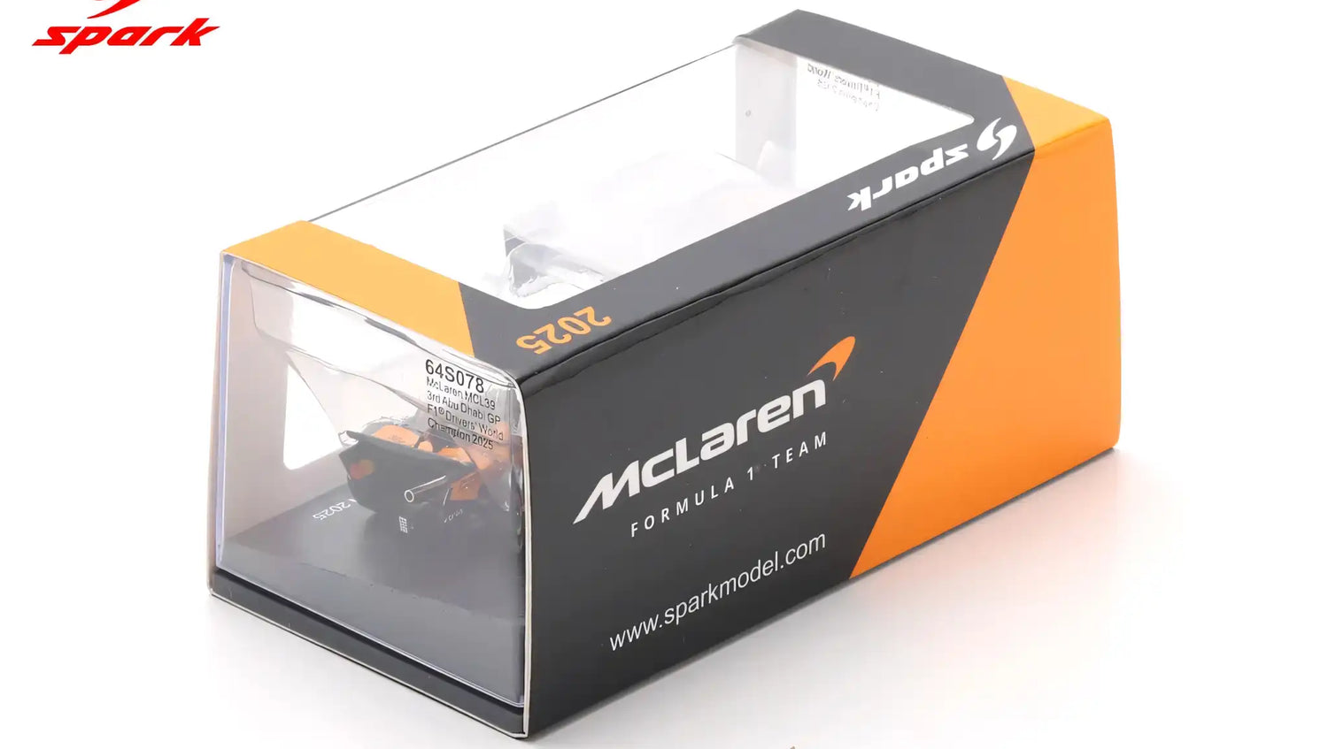 SPARK 1/64 McLAREN MCL39 #4 LANDO NORRIS WORLD CHAMPION ABU DHABI GP 2025 (64S078)