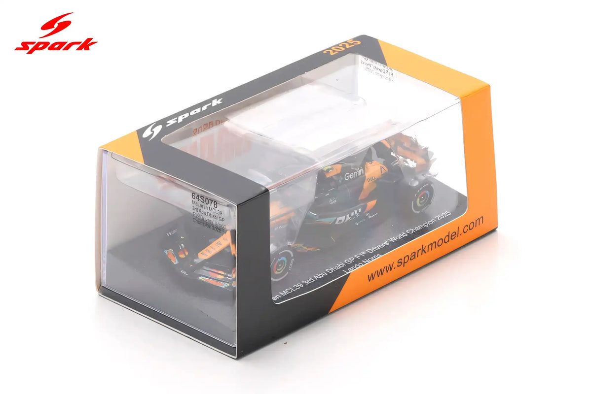SPARK 1/64 McLAREN MCL39 #4 LANDO NORRIS WORLD CHAMPION ABU DHABI GP 2025 (64S078)